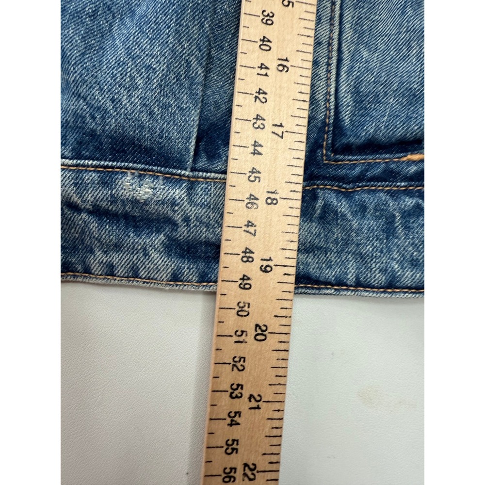 Zara Women Medium Wash Cropped Oversized Bomber Denim Jacket Large NEW - Picture 5 of 9
